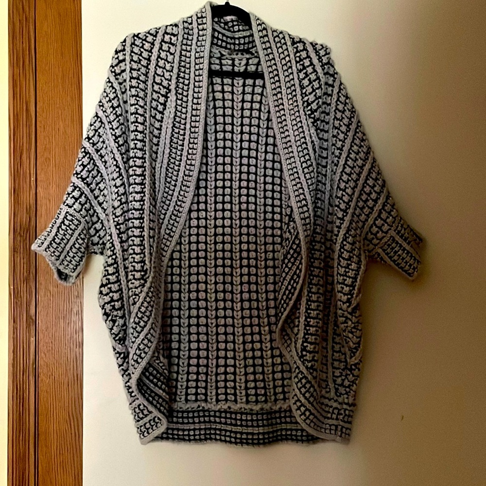 Black and white woven oversized cardigan size large